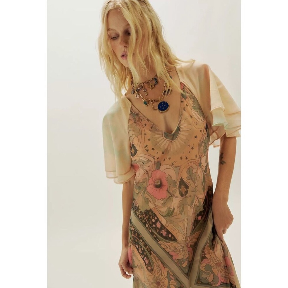 Free People Celestial Nights Maxi Dress Boho Chic Whimsical Floral Country Fairy - Picture 5 of 9
